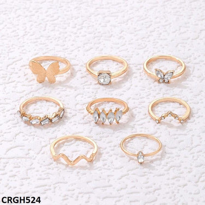 CRGH524 YYE Butterfly/V 8 Midi Rings