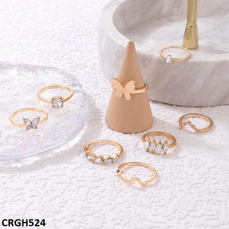 CRGH524 YYE Butterfly/V 8 Midi Rings