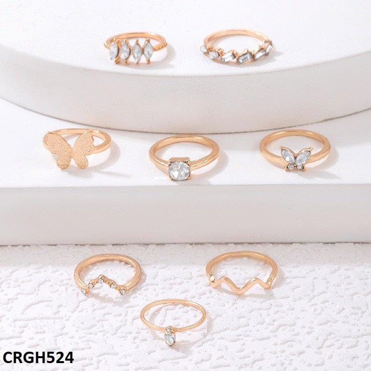 CRGH524 YYE Butterfly/V 8 Midi Rings