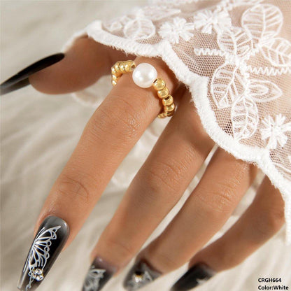 CRGH664 YYE Pearl Round Ring Adjustable