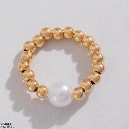 CRGH664 YYE Pearl Round Ring Adjustable