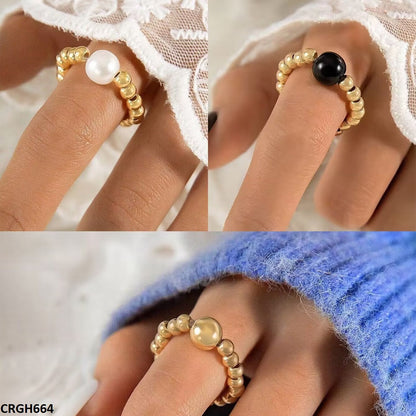 CRGH664 YYE Pearl Round Ring Adjustable