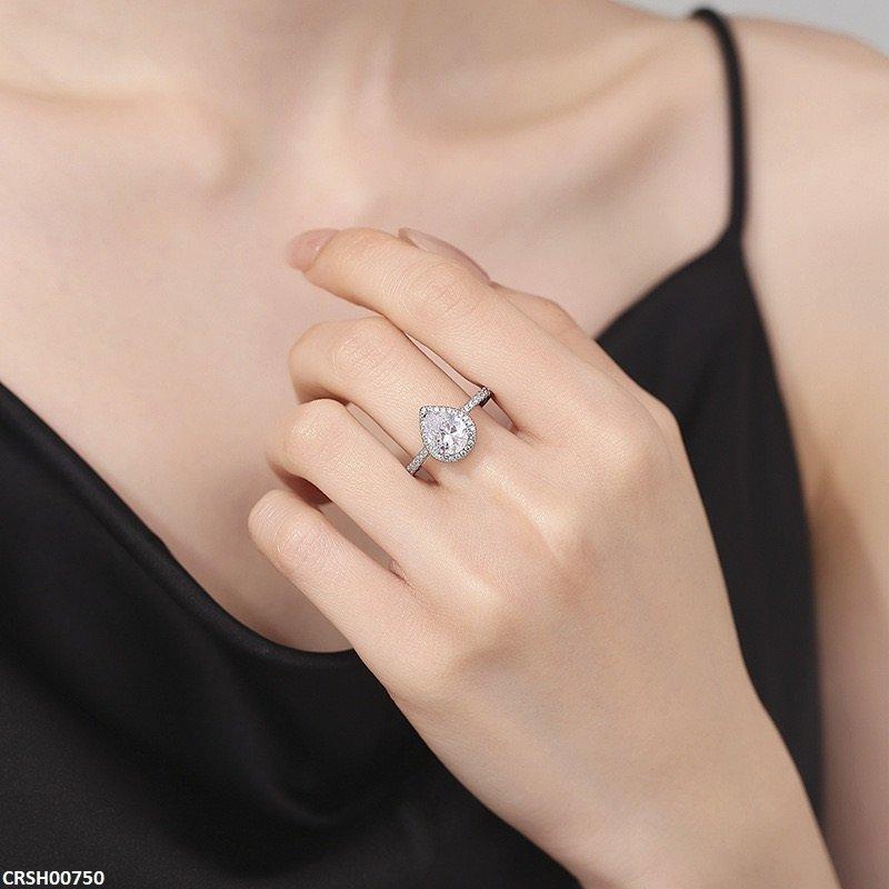 CRSH00750 JJF Sparkling Teardrop Adjustable Ring - CRSH