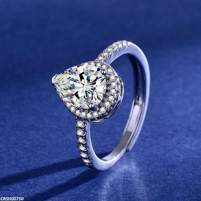CRSH00750 JJF Sparkling Teardrop Adjustable Ring - CRSH