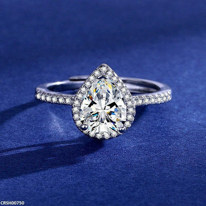 CRSH00750 JJF Sparkling Teardrop Adjustable Ring - CRSH