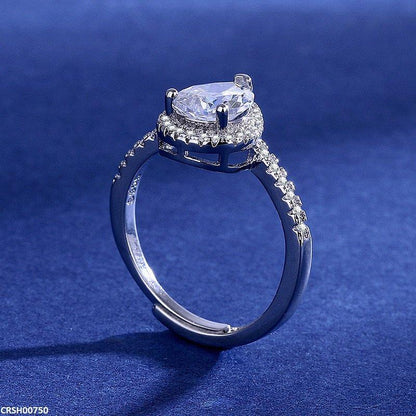CRSH00750 JJF Sparkling Teardrop Adjustable Ring - CRSH