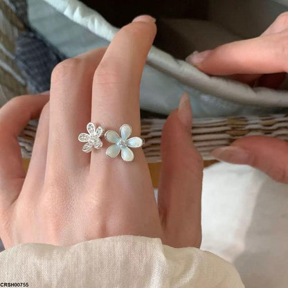 CRSH00755 WNS Double Flower Ring Adjustable - CRSH