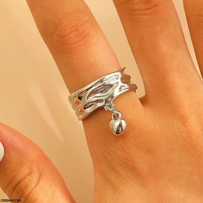 CRSH00759 QWN Heart Drop Ring Adjustable - CRSH