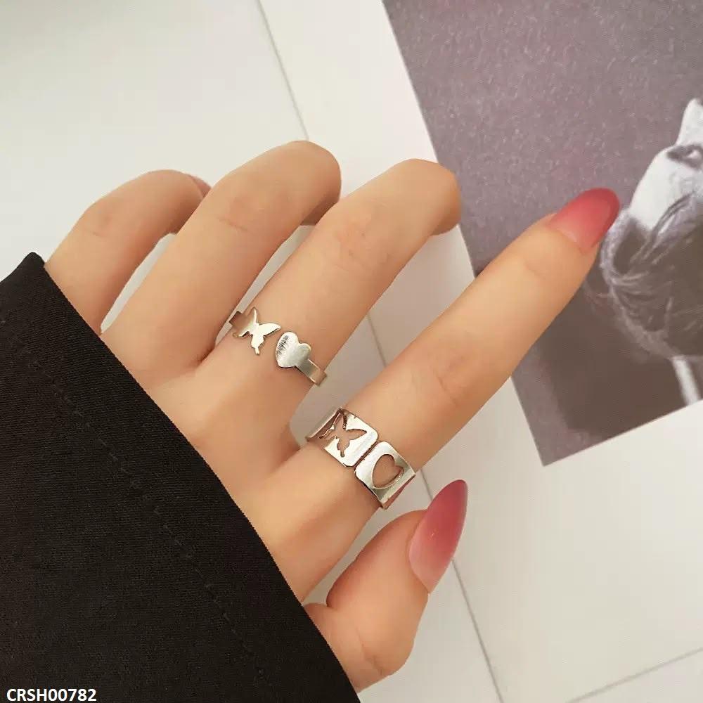 CRSH00782 LSH Heart/Butterfly Double Ring Adjustable - CRSH