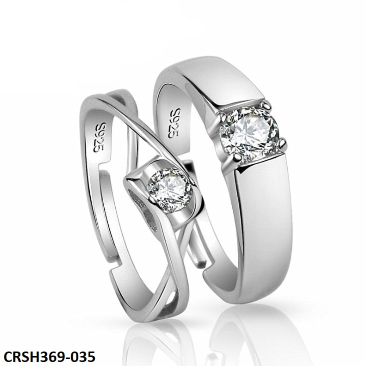CRSH369 ZFQ Heart Couple Rings Adjustable