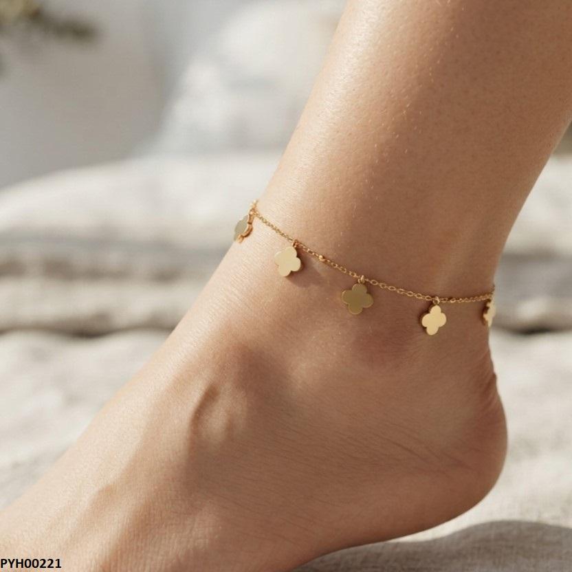 PYH00221 ALQ Stainless Steel Flower Anklet - PYH