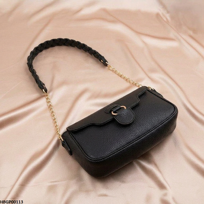 HBGP00113 Willow Strap Jute Armpit Bag - Black - HBGP