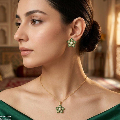PPSH00280 ABD  Pearl Flower Pedant Set - PPSH