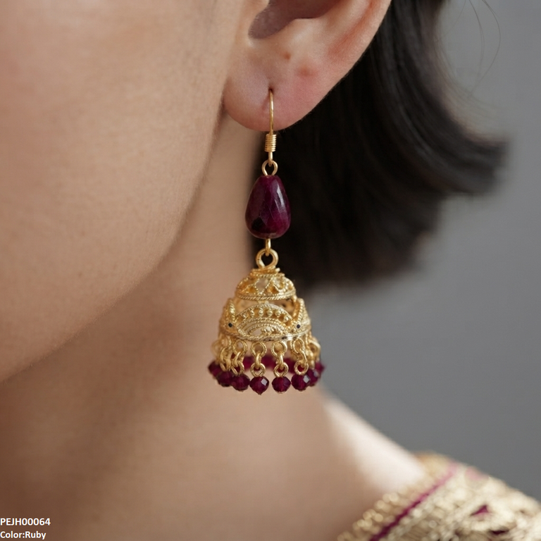 PEJH00064 SDQ Filigree Jhumki Earrings - PEJH