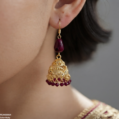 PEJH00064 SDQ Filigree Jhumki Earrings - PEJH