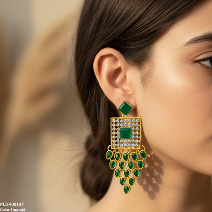 PEDH00147 FRN Square Tear Drop Earrings - PEDH