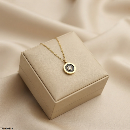TPSH00833   ALQ Stainless Steel Round Stone Pendant - TPSH