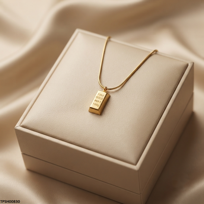 TPSH00830 ALQ Stainless Steel Gold Brick Pendant - TPSH