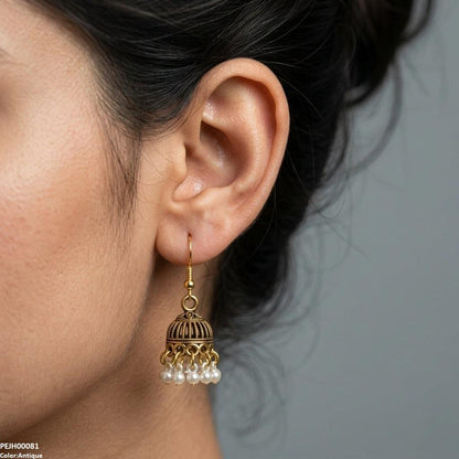 PEJH00081 ABD Round Pearl Drop Jhumki - PEJH