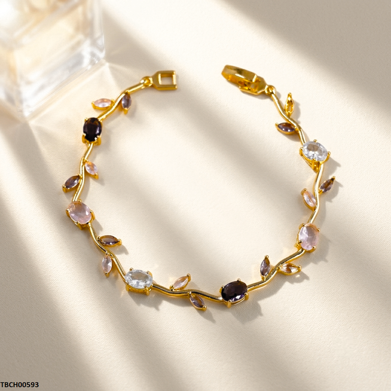 TBCH00593 MSJ Tulip Leaf Multi Stone Bracelet - TBCH