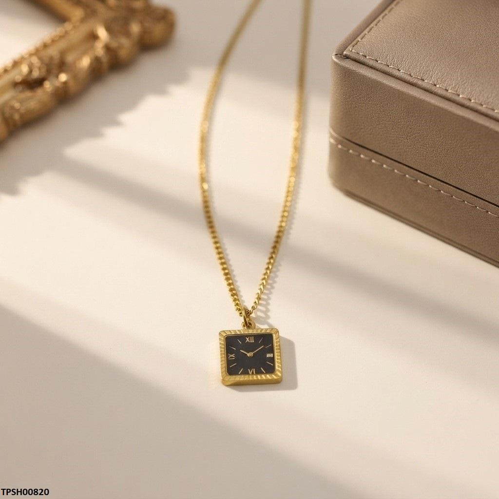 TPSH00820 MMJ Stainless Steel Square Clock Pendant - TPSH