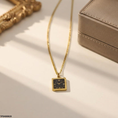TPSH00820 MMJ Stainless Steel Square Clock Pendant - TPSH