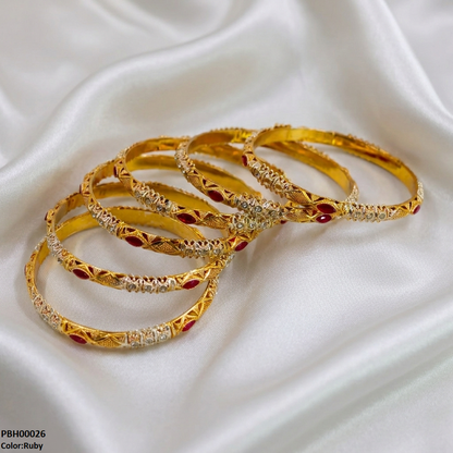 PBH00026 MZM Marquise Stone 6 Pcs Of Bangles Set - PBH