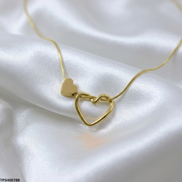 TPSH00788 MMJ  Stainless Steel Double Heart Pendant - TPSH