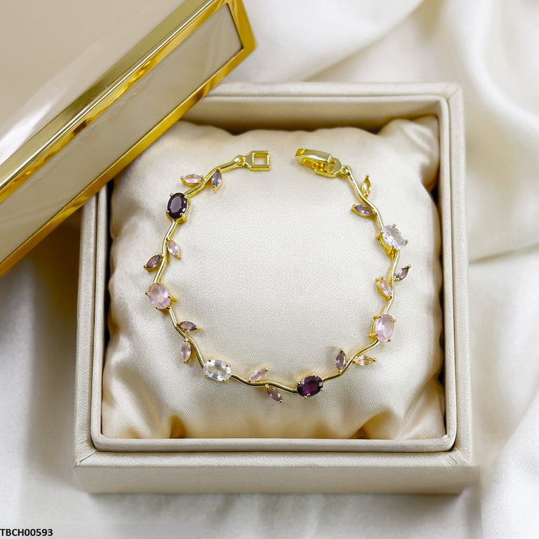TBCH00593 MSJ Tulip Leaf Multi Stone Bracelet - TBCH