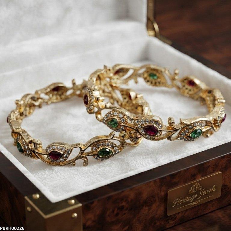 PBRH00226 AZM Leaf /Tear Stone Bangles - PBRH