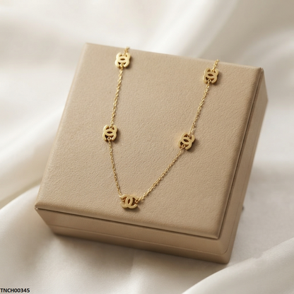 TNCH00345 ALQ Stainless Steel Double C Necklace - TNCH