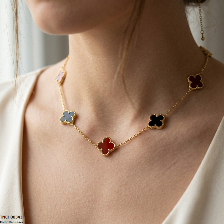 TNCH00343 MMJ Stainless Steel Flower Necklace - TNCH