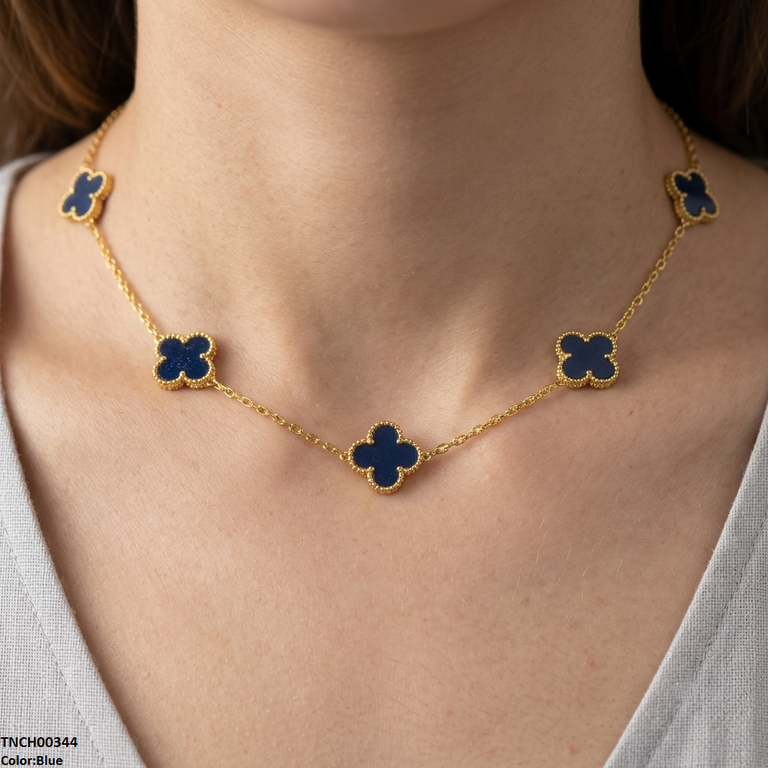 TNCH00344 MMJ  Stainless Steel Flower Necklace - TNCH