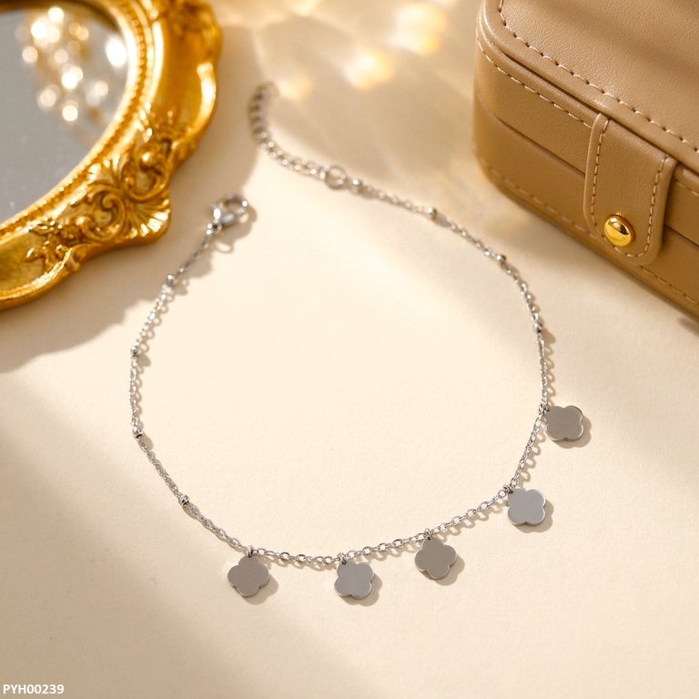 PYH00239 QSJ Stainless Steel Flower Anklet - PYH