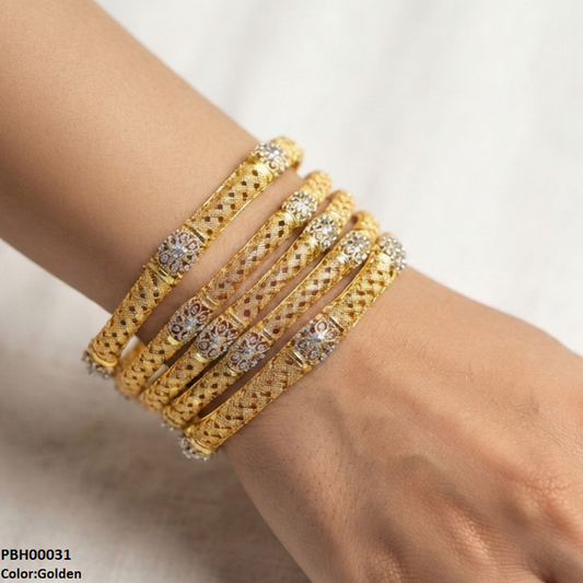 PBH00031 AZM Filigree Flower Bangles 5 Pcs Set - PBRH