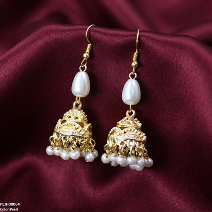 PEJH00064 SDQ Filigree Jhumki Earrings - PEJH