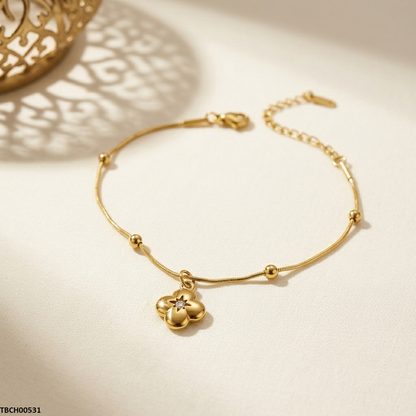 TBCH00531 MMJ Stainless Steel Flower Drop Bracelet - TBCH