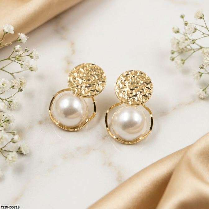 CEDH00713 SYB Coin Pearl Drop Earrings - CEDH
