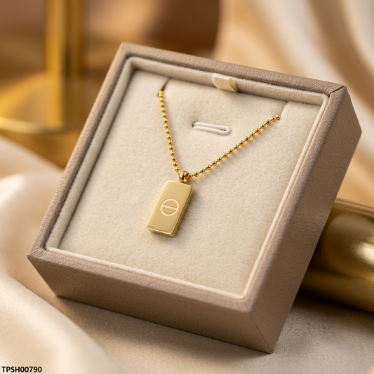 TPSH00790 MSJ Stainless Steel Gold Brick Drop Pendant - TPSH