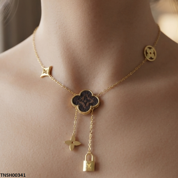 TNCH00341 ALQ  Stainless Steel Star/Lock Necklace - TNCH