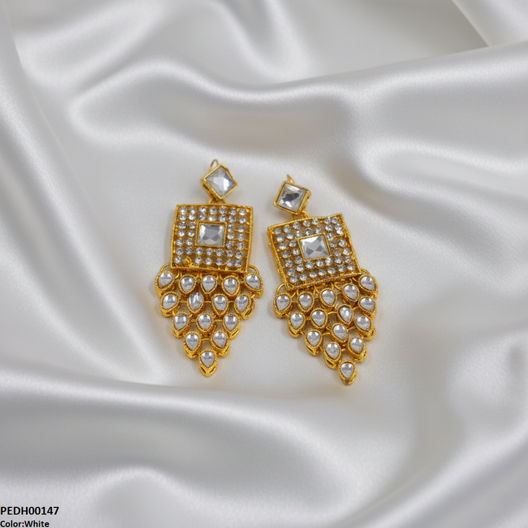 PEDH00147 FRN Square Tear Drop Earrings - PEDH