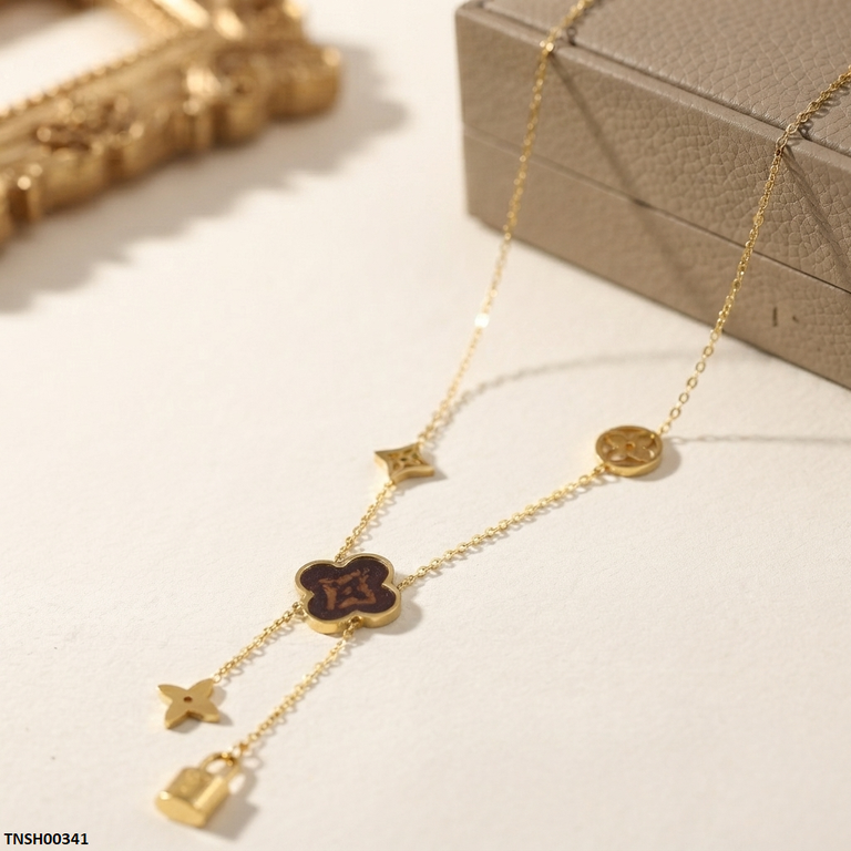 TNCH00341 ALQ  Stainless Steel Star/Lock Necklace - TNCH