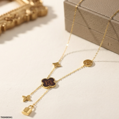 TNCH00341 ALQ  Stainless Steel Star/Lock Necklace - TNCH