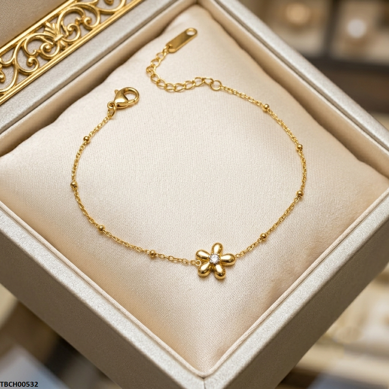 TBCH00532 MMJ Stainless Steel Flower Bracelet - TBCH