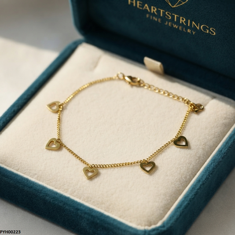 PYH00223 ALQ Stainless Steel Heart Foot  Anklet - PYH