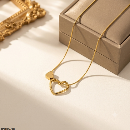 TPSH00788 MMJ  Stainless Steel Double Heart Pendant - TPSH