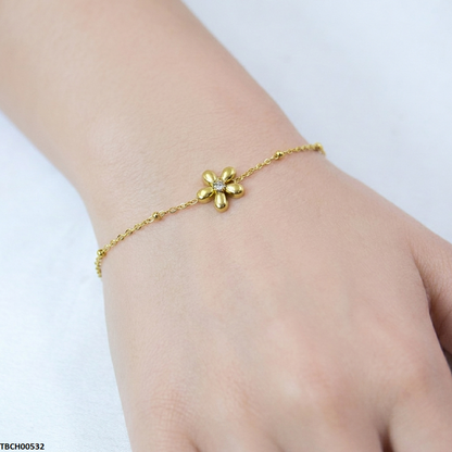 TBCH00532 MMJ Stainless Steel Flower Bracelet - TBCH