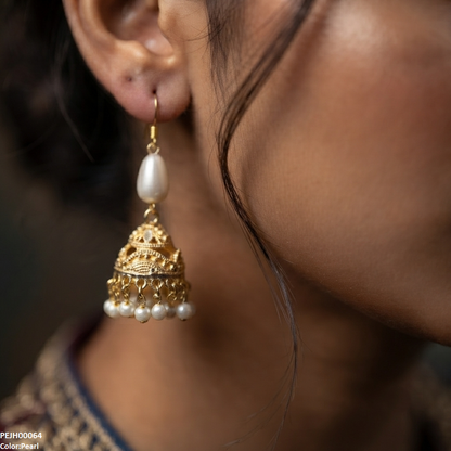 PEJH00064 SDQ Filigree Jhumki Earrings - PEJH