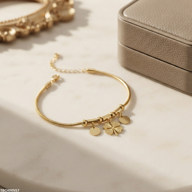 TBCH00557 ALQ Stainless Steel Flower Plain Bracelet - TBCH