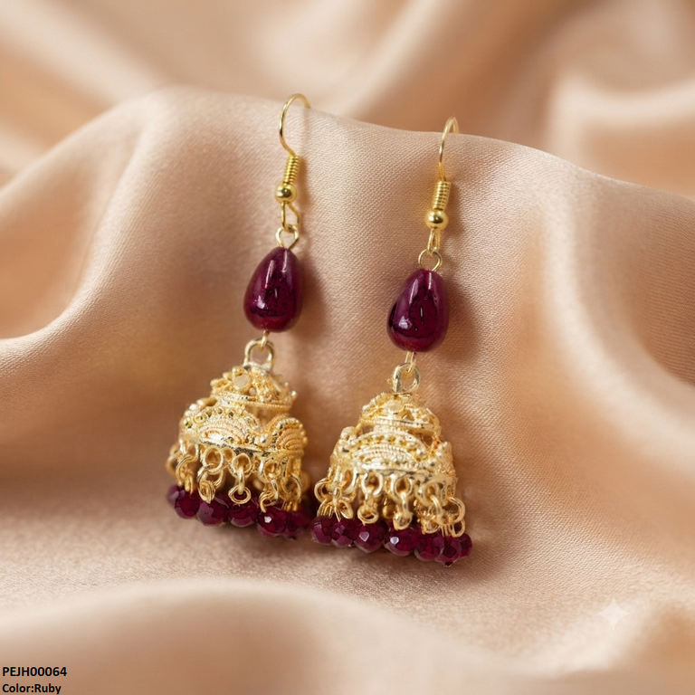 PEJH00064 SDQ Filigree Jhumki Earrings - PEJH